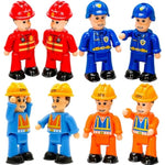 8-Set Bendable Play People Figures For Kids - Firefighters, Police Officers, Construction Workers, Sanitation And Community Helpers Figurines