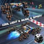 8 Wheels Hand Controlled Rc Stunt Car Toys For Kids Ages 6 7 8-12 13 14 Year Old - 2.4Ghz Gesture Sensing Remote Control Cars For Boy Girl Birthday - Cool Spray & Lights & Music Climbing Stunt