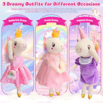 Unicorn Toys For Girls Age 4-6, Soft Stuffed Animals Toy, Dress Up Ballerina Doll With 3 Sets Of Clothes, Plush Bag, Wings, Mirror, Comb, Unicorn Birthday Gifts For Kids 3 4 5 6 7 8 9 10 Years Old