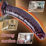 10.2" Realistic Movable Foreskin Black Dildo With Suction Cup, Liquid Silicone Realistic Long Anal Dildo Penis For Men Women, Extra Large Thick Giant G-Spot Dildos Strap On Sex Toy For Gay Couples