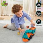 Toy Bioplastic Train Set With Wagon, For Kids Toddler Boys And Girls, Bpa Free, Phthalates Free, Pvc, Recycled Plastic Birthday Gifts For 2 3 4 Year Boy Girl? Orange And Teal