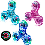 3 Pack Led Light Up Fidget Spinners - Christmas Gifts & Stocking Stuffers. Crystal Finger Toy For Stress Relief, Gifts For Kids & Teens.