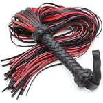 Leather Sex Flogger Bdsm Spanking Whips Tease Ticklers With Non-Slip Woven Handle Long Tassel Flirting Fantasy Cosplay Sm Adult Sex Toys (Red Black)