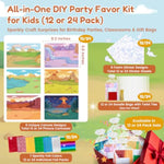 12 Pack Dinosaur Foil Art Party Favors Craft Kits for Kids Ages 4-9