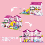 Pink Summer Pool Villa Building Block Set Friends Construction Educational Toy 1018 Pieces Gifts For Girls Teens Kids Adults Ages 6+