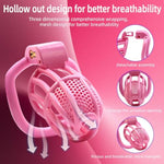 Male Chastity Device Cock Cage - Plastic Chastity Cage For Man Penis Exercise 3D Printed Bondage Gear & Accessories Lightweight Adult Sex Toy With 4 Sizes Rings Invisible Lock And Key?Pink?