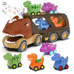 Dinosaur Car Toy For 2 3 4 5 Years Old Boys, Friction Power Carrier Truck With 4 Pack Small Pull Back Dino Car, Christmas Birthday Gift For 18+ Months Boy Girl Kids Toddlers