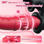 Thrusting Vibrator Sex Toys, 4-in-1 G-Spot Vibrator with 10 Sliding Ring, Vibrating, Thrusting & Licking Modes, Rabbit Vibrators Sex Toy for Clitoral, Nipple & Anal, Women Couples Sex Toys