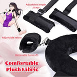 Fuzzy Bondage Handcuff Set For Sm, Bdsm Kit Restraint Cuffs Straps For Couples Sexual Pleasure, Bedroom Sex Toy For Female And Male, Black