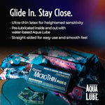 Kimono Microthin Plus Pack of 24 - Premium Lubricated Natural Latex Condoms, Ultra Thin with Extra Moisture and AquaLube, Vegan-Friendly, No Latex Odor - Enhanced Sensitivity