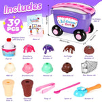 Ice Cream Cart Toy, Ice Cream Shop Playset For Kids, Grocery Store Pretend Play Food Toys, Shopping Cart For Toddlers, Scoop And Serve Counter, Educational Toys For 3 4 5 6 Years Old Girl Boy