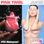 Gossip Pink Twirl 10X Silicone Licking Rose For Women & Couples. Discreet Licking Tongue Rechargeable Ipx7 Waterproof Silicone Rosebud. 2 Pieces, Pink.