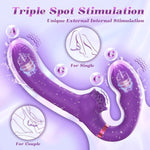 Strapless Strap On G-Spot Dildo Vibrator, Double Ended Wearable Stimulation With 10 Vibrating Modes & Remote Control, Anti-Slip Silicone Realistic Butt Plug, Adult Sex Toy For Women Couple Lesbian