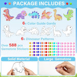 6 Pcs Dinosaur Diamond Suncatcher Craft Kits for Kids, DIY Gem Art Activity