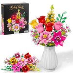 Flowers Bouquet Building Set, Pink Roses Flores Set For Adults, 765 Pcs Botanical Collection Building Block Toy, Home Decor, Gifts For Christmas Valentine'S Day, Artificial Flowers For Women Kids 6+
