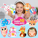 Kids' DIY Sewing Kit with 10 Pre-Cut Stuffed Animal Projects and Instructional Guide