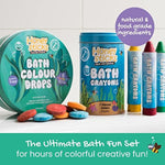 Ultimate Bath Fun Set - Non Toxic Bath Crayons (7 Pack) And Bath Color Tablets (36 Drops) For Hours Of Creative Bathtub Fun - Natural And Food Grade Ingredients - Great Gift Set For Kids
