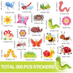 300 Pcs Spring Insect Foam Stickers, Butterfly, Bee & Flower Decals for Kids Crafts