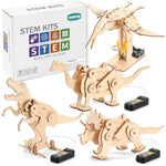 Dinosaur Stem Kits For Kids Ages 6-8-10-12, 4 In 1 Wood Building Toys For Boys Age 8-12, Build It Yourself Woodworking Kit, Diy 3D Wooden Puzzles Model Science Crafts For Kids, Stem Projects