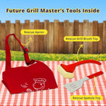 Kids Bbq Grill Toy Set - Includes Brush, Spatula, & Apron - Realistic Pretend Play Bbq Tools For Boys & Girls - Fun Role Play Toy For Little Chefs & Grill Masters