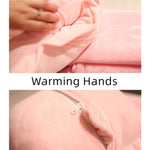 15" Stuffed Fruit Travel Blanket And Pillow Set,3 In 1 Plush Stuffed Hugging Pillow With Warming Hands Pillow Blanket For Kids Gift Travel Airplane Train Bed Office Nap (Pink - Strawberry)