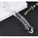 Glass Dildo Double Head Dildos With 2 Textures Transparent Crystal Butt Plug Massage Prostate And G-Spot Double Head Anal Dildo Sm Adult Sex Toys