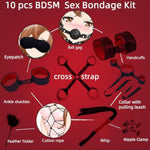 Bdsm Kit Sex Bondage Restraints Adult Sex Toys,Upgrade Sex Restraints Set 11Pcs Handcuffs Collar Ankle Cuff Blindfold Feather Tickler Gags Sex Rope Adult Games Couple Sex Toys For Women Men (Red)