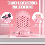 Male Chastity Cage, Small Chastity Device With 5 Sizes Rings And Urethral Sound For Man Penis Exercise Bondage Gear & Accessories Lightweight Adult Sex Toys Fishnet Design (Tight Size - Pink)