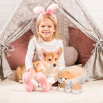 Stuffed Dog Toy - Cute Plushies Shiba Inu Mommy With 4 Puppies - Adorable Plush Pillow For Imaginative Play - Puppy Surprise Soft Animal Toy Set For Girls - Stuffed Animals For Ages 3-8