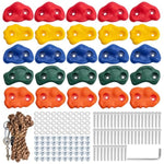 Rock Climbing Holds, Rock Climbing Wall For Kids Rock Wall Climbing Kit For Indoor Outdoor Playground Play Set With Mounting Screws, Knotted Rope And 25 Handles