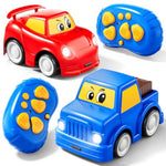 Remote Control Car 2 Year Old, Toddler Rc Cars Ages 2-4 Boy, 2-Pack 2.4 Ghz Truck And Race Car With Sound And Light, Easy Electrical Remote Control Toy Gifts For Boys Girls 3 4 5+ Year Old