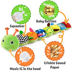Baby Toys Musical Caterpillar,Infant Stuffed Animal Toy With Crinkle And Rattles,Soft Sensory Toys With Textures For Tummy Time Newborn Boys Girls 0 3 6 12 Months(Green)