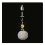 Wearable Tail Anal Plug Cute Plush Ball With Lamp, Cosplay Game Accessorie Luminous Anal Plug Sex Toy With Bell(Yellow,Mini)