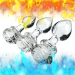 3Pcs Clear Rose Glass Anal Plug, Small Medium And Big Clear Glass Butt Plug Training Set Anal Plug Trainer Kit Sex Slave Anus Dilator Prostate Massage Anal Sex Toy For Women Men Couple