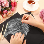 200 Pcs Black Scratch Paper Art Set with Wooden Stylus for Kids Crafts