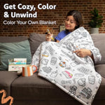 Adult Sherpa Throw Blanket with 15 Permanent Fabric Markers for Coloring