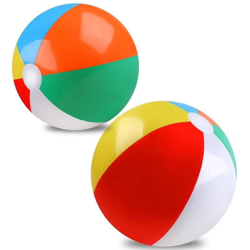 2 Pack Beach Balls, 20 Inch Beach Balls For Kids, Rainbow Color Pool Toys P
