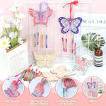 10 Pack Butterfly Wind Chime Craft Kit for Kids, DIY Wooden Coloring Ornaments