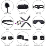 Sex Restraining Bondage Bdsm Kit, 10 Pieces Set Bondage Restraints Kits Fetish Bed Restraints Set For Beginners Sm Adult Games Cuffs Gag Blindfold Spanking Paddle Black