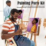 Couples Paint Party Kits Pre Drawn Canvas For Adults For Paint And Sip Date Night Games For Couples Painting Kit 8X10 African American Girl Boy (2 Pack) Valentine