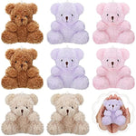 8 Pcs Mini Plush Bears 4'' Small Bear Bulk Stuffed Animal Toys Tiny Soft Bear Doll Present Stuffers For Keychain Baby Shower Party Favors Supplies(Pink, Purple, Brown, Apricot)