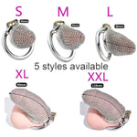 Sm Stainless Steel Penis Cage, Mesh Penis Cage With 4 Cock Rings Male Chastity Devices Set, Bdsm Restraint Penis Chastity Belt Lock Cock Cage, Adult Bondage Game Sex Toy (Xl, Round Ring 40Mm)