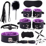 Sex Bondage Kits, Bdsm Restraint Toys 10 Pcs, Handcuffs, Ankle, Cuffs, Clamps, Ball Gag, Blindfold, Rope, Leather, Restraints Set, Sm Beginner Role Play Toy, Bdsm Kits (Purple-10Pcs)