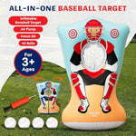 Inflatable Baseball Pitching Target For Kids, Double-Sided Outdoor & Indoor Baseball Training Toss Game, Includes 4 Balls, Air Pump, & Patch Kit