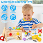 Kids Tool Set Toy With Drill, Wooden Toy For 2 3 4 5 Years Old Boy Girl, 37 Pcs Stem Montessori Toy For Learning Educational Construction Toy, Birthday Gift For Kids