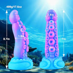 Realistic Monster Tentacle Octopus Dildo 2 Inch Wide, Silicone 8 Inch Extra Large Thick Girthy Anal Dildo Suction Cup, 7 Inch Creature Tapered Alien Dildos Fantasy Colorful Blue Sex Toy For Men Women