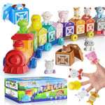 Toddler Learning Toys For 1 2 3 Year Old, Farm Animal Train Set With Counting Sorting Matching, 10 Farm Animals, Finger Puppets & Barns, Easter Christmas Birthday Preschool Gift For Baby Boys Girls