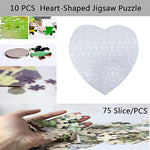 10 Heart-Shaped 75-Piece Blank Jigsaw Puzzles for Sublimation Crafts