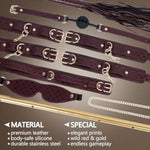 10Pcs Bdsm Kit Spreader Bar Sex Toys Furniture Restraints, Stunning Leather Bondage Set Handcuffs Ankle Cuffs For Couples Adult Sexual Games Play Kinky (Red, Adjustable)