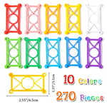 Snap-N-Twist Building Blocks - 270 Piece Set Of Flexible Interlocking Math Manipulatives - Open Ended Stem Toys For 5 To 12 Year Old Boys & Girls - Indoor Recess Games For Classroom